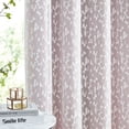 thumbnail image 3 of Flowpartex Pink White Mix Match Full Blackout & Lace Leaf Sheer Window Curtains Energy Efficient Panels for Bedroom Living Room，52" W x 63" L, 3 of 7