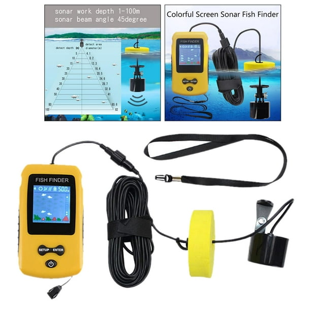 Portable Fish Readout Handheld Fish Depth Readout Fish Fishing Kayak Sonar  Sensor Transducer Fishing 