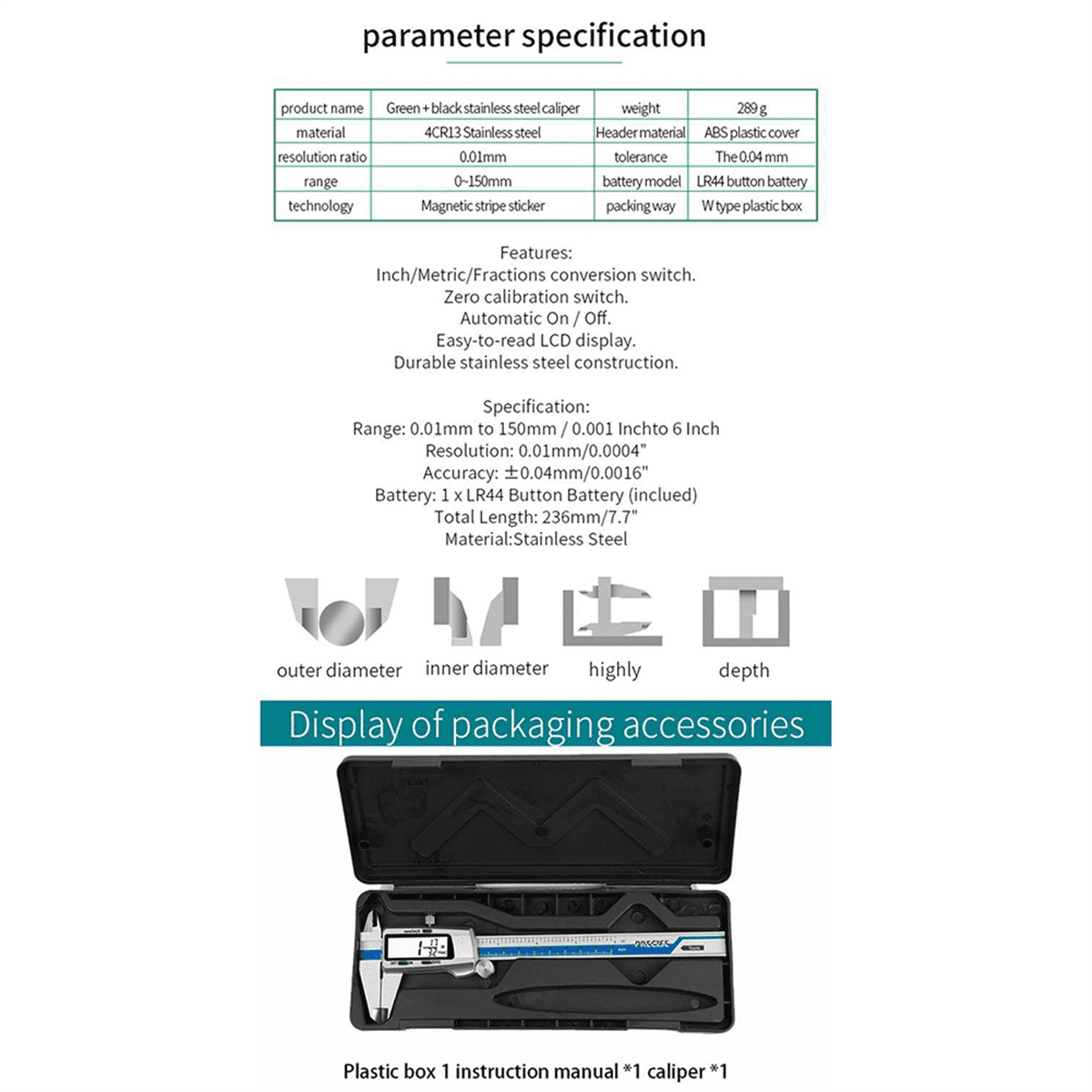 1 x Vernier caliper-as shown