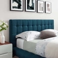 thumbnail image 6 of Contemporary Modern Urban Designer Bedroom Queen Size Platform Bed Frame, Fabric, Blue, 6 of 6