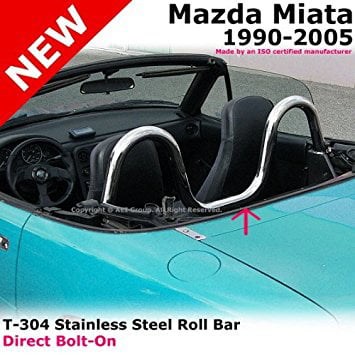 CHROME 2" T-304 STAINLESS STEEL SUPPORT REAR SEAT ROLL BAR FIT MAZDA MIATA MX5