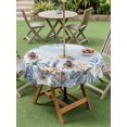 thumbnail image 3 of Outdoor Tablecloth with Umbrella Hole and Zipper, Thanksgiving Round Table Cloth 60 Inch Waterproof Tablecloth, Coastal Starfish Coral Shell Pumpkin Picnic Table Cover for Patio Camping, 3 of 7