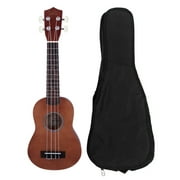 Lowestbest 26" Basswood Ukulele with Bag, Pure Color Musical Instruments for Kids Beginners, Brown