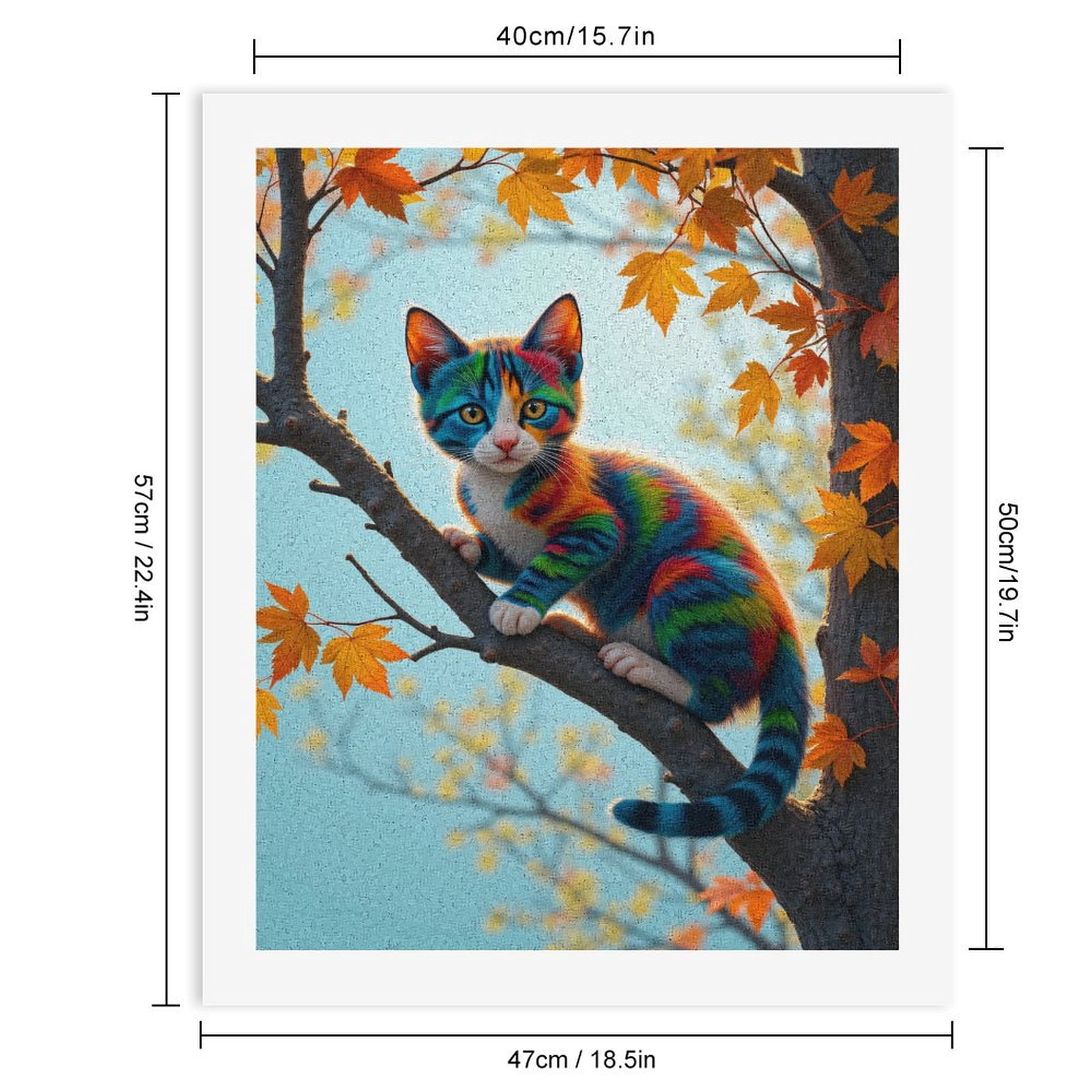 Paint By Numbers Kit for Adults Beginner - DIY Colorful Kitten Autumn Tree Art Canvas Painting Kits for Adults, Frameless Paint By Number for Adults for Home Wall Decor 16x20 Inch