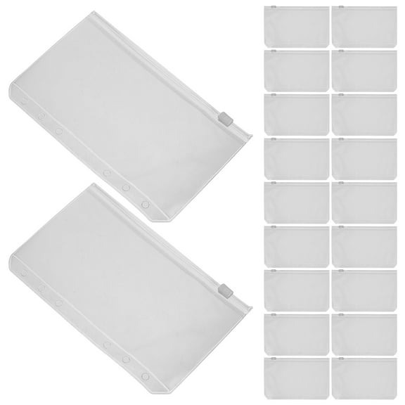 Worgeous  20 Pcs Business Card Zipper Pouch Keeping Large Binder White