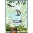 thumbnail image 3 of Decorative Tea Towel, Apron Burt Lake, Michigan, Nautical Chart, Unisex, Adjustable, Organic Cotton, 3 of 3