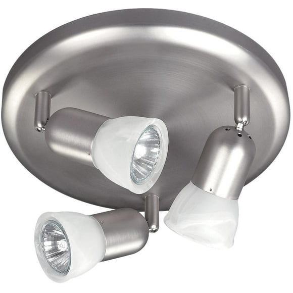 James 3 Light Circular Track Light Fixture - Brushed Pewter with Alabaster Glass