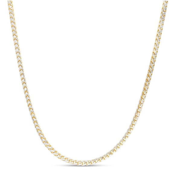 JewelStop 14K Two Tone Gold 3.15mm Round Pave Franco Chain Bracelet 8 Inches Lobster Clasp - 10.53gr.