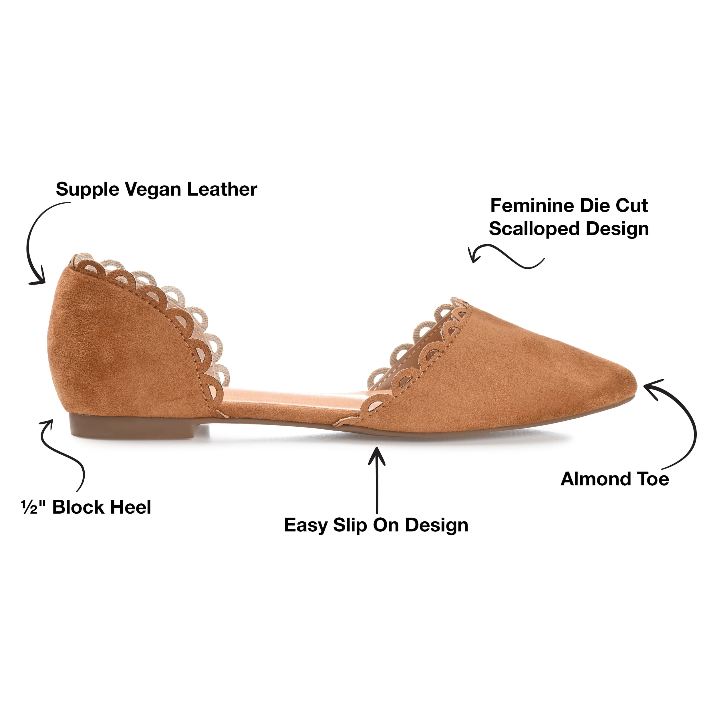 Journee Womens Jezlin Slip On Almond Toe Ballet Flats, Widths Available