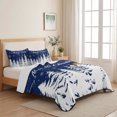 thumbnail image 5 of Quilts King Size Bedding Set, Navy Blue Christmas Trees Lightweight Quilted Comforter, Winter Xmas Snowflakes Pine Forest Reversible Bedspread Coverlet with Pillow Covers for All Season, 96" x 106", 5 of 9