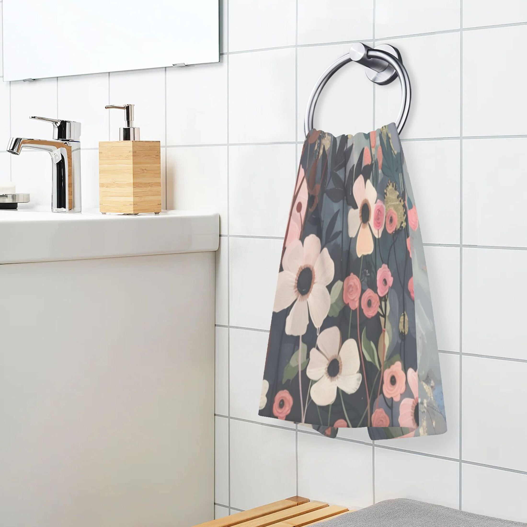 Cotton Towel Two-Piece 16x28 Inch One Sizex2 Face Towel Set Towel Set Cotton Hand Bath Towel Bathroom Beach Black Bird