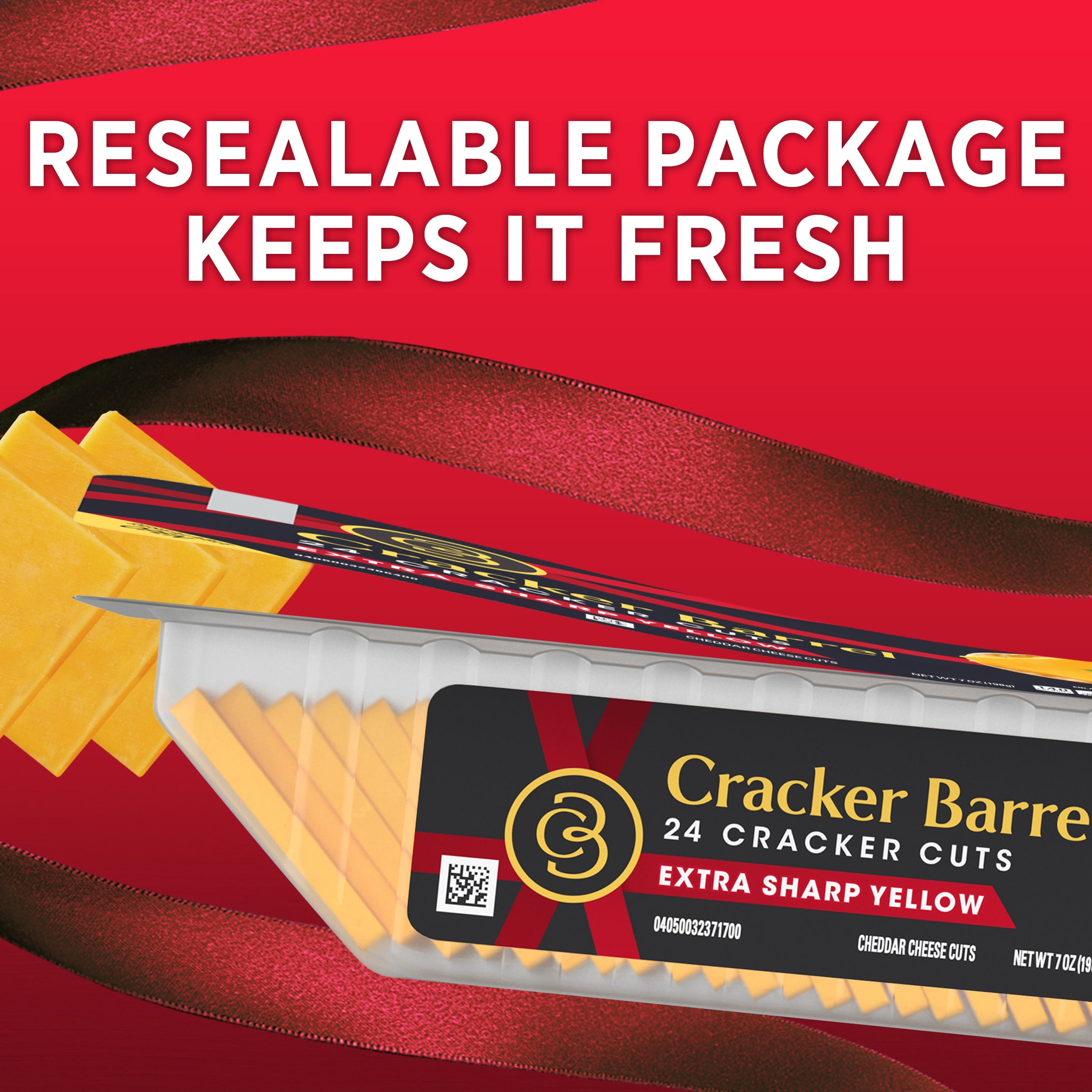 Cracker Barrel Cracker Cuts Extra Sharp Yellow Cheddar Cheese Slices, 24 ct Tray