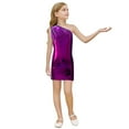thumbnail image 1 of HXWCHs Robe de Fête pour Filles, Robe Scintillante à Paillettes pour Filles, Épaules Asymétriques, Col Rond, Robe de Fête pour Tout-Petits et Enfants, Violet, 7-8 Ans, 1 of 4