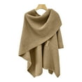 thumbnail image 1 of DPTALR Womens Solid Large Front Sweater Knitting Design Hollow Out Feel Wrap Topper Knitted Elegant Shawls Cape For Fall Winter, 1 of 5
