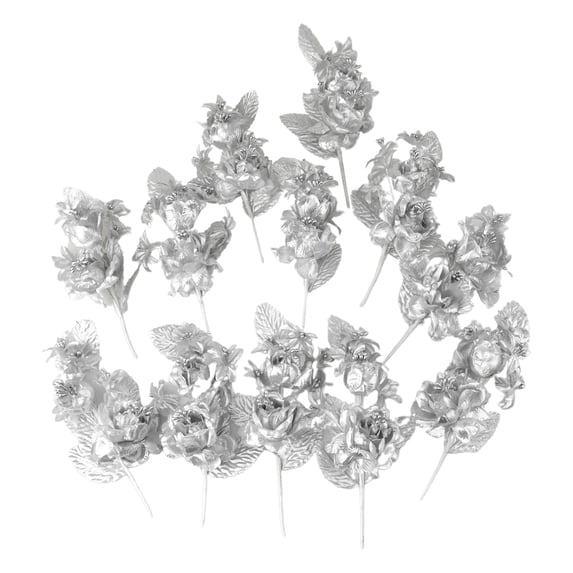 Homeford Organza Corsage Flowers, 6-inch, 12-count, Silver