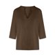 thumbnail image 5 of Tops básicos para mujer,Camisa informal de mujer con cuello en V y manga 3/4, aspecto lino, mezcla de poliéster y elastano, cómoda para usar en casa, sopatenor, 5 of 9