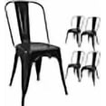 thumbnail image 3 of Devoko Metal Indoor-Outdoor Chairs Distressed Style Kitchen Dining Chairs Stackable Side Chair with Back Set of 4 (Red), 3 of 4