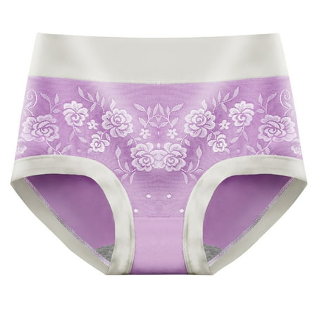 Cotton Panty Underwear Women Breathable Comfortable Briefs High Waist Butt-lifting Everyday Comfort Panties (Large  Hot Pink 03)