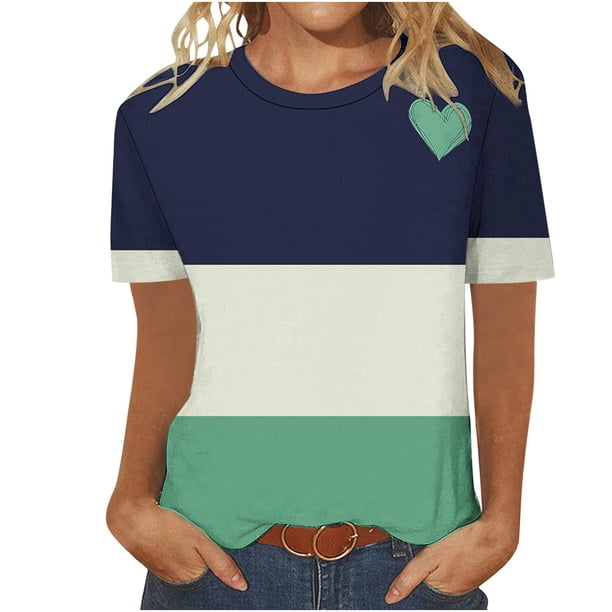 Camisetas Casuales de Manga Corta con Cuello de Tripulación Impresa de San Valentín Tee Gráfica Ligera Top 95% Poliéster 5% Elastano para el Uso Diario, Camiseta de Moda Cómoda