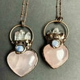 thumbnail image 6 of Natural Rose Quartz Crystal Heart Carved Pendant Clear Quartz Point Healing, 6 of 7