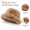 thumbnail image 2 of Lumtrix Faux Fur Winter Hats For Women Winter Christmas Stocking Stuffers Fluffy Solid Color Cap Khaki One Size, 2 of 5