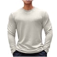 thumbnail image 2 of Men Fashion Solid Color Fall Style Cultivate Oneself Pullover Long Sleeved Round Neck Base Coat Top, 2 of 3