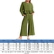 thumbnail image 2 of Pantalones Conjuntos de salón de otoño para mujer Traje casual de 2 piezas con dobladillo con volantes Traje diario de pierna ancha Cgtredaw L Verde para Mujer, 2 of 6