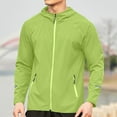 thumbnail image 2 of SSAAVKUY Men's Running Jacket Lightweight Water Resistant Windbreaker Hoodie Zip Up Workout Sportswear Activewear Green 14, 2 of 7