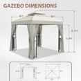 thumbnail image 4 of EAGLE PEAK 8' x 8' Outdoor Patio Gazebo, Steel Metal Gazebo With Soft Top Double Roof Canopy with Netting, Beige, 4 of 9