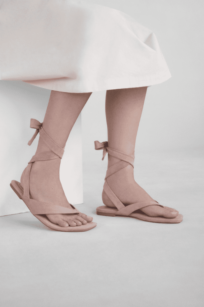 Scoop Women's Faux Suede Ankle Wrap Flat Sandals