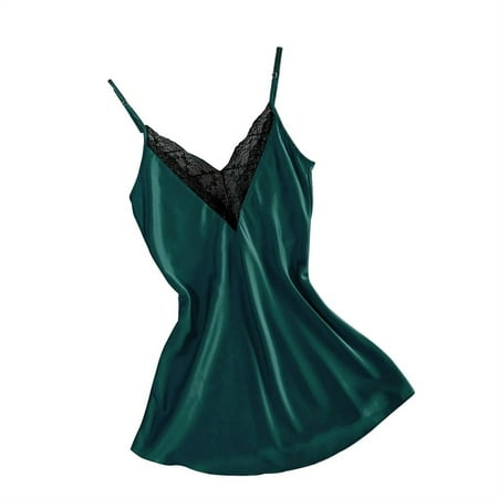 

kpoplk Lingerie For Women Plus Size Satin Nightgowns For Women Sleepwear for Women Silk Chemise Nightgowns Satin Nighty(Green)