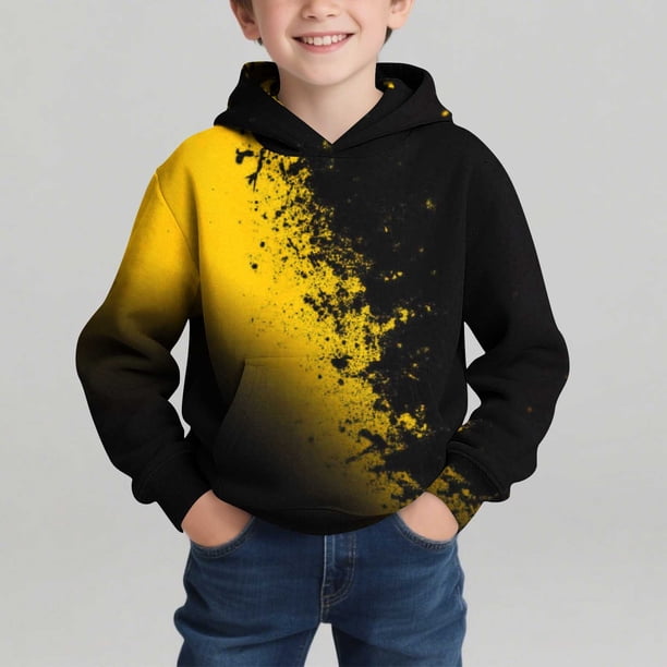 Sudadera con capucha para niño, con estampado de color, manga larga, informal, deportiva, con capucha, manga larga, sudadera con capucha, top con inserciones en los hombros, blusa de poliéster para ni