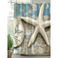 thumbnail image 2 of Marine Life Shower Curtain, Vintage Starfish Coral Shell Oil Painting Waterproof Shower Curtain Set with 12 Hooks Lightweight Washable Fabric Shower Curtains for Bathroom 72x72 Inches, 2 of 6