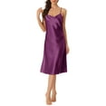 thumbnail image 2 of INSPIRE CHIC Women's Satin Nightdress Sleeveless Backless Slit Silky Midi Nightgown M Purple, 2 of 6