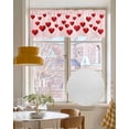 thumbnail image 4 of Valentine's Day Linen Curtain Valance for Bedroom/Bathroom/Kitchen/Office/Living/Dining Room Windows,Red Watercolor Heart Love Holiday Rod Pocket Topper Drapes Decorative Cafe Drapery Panel 60x18, 4 of 6