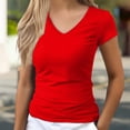 thumbnail image 2 of V Neck T Shirts for Women V Neck Short Sleeve Pullover with Streamlined Slim Fit for Vacation Weekends and Relaxed Styling Loose Fit Tees Blouses, 2 of 5