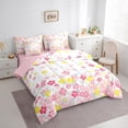 thumbnail image 4 of Feelyou Dreamyink Cherry Blossoms Twin Bedding Sets 7-Piece, Pink Flower Floral Bedding Comforter Set, Teens Kids Girls Women Reversible Sheet Sets, Luxury Bedroom Decor, 4 of 9