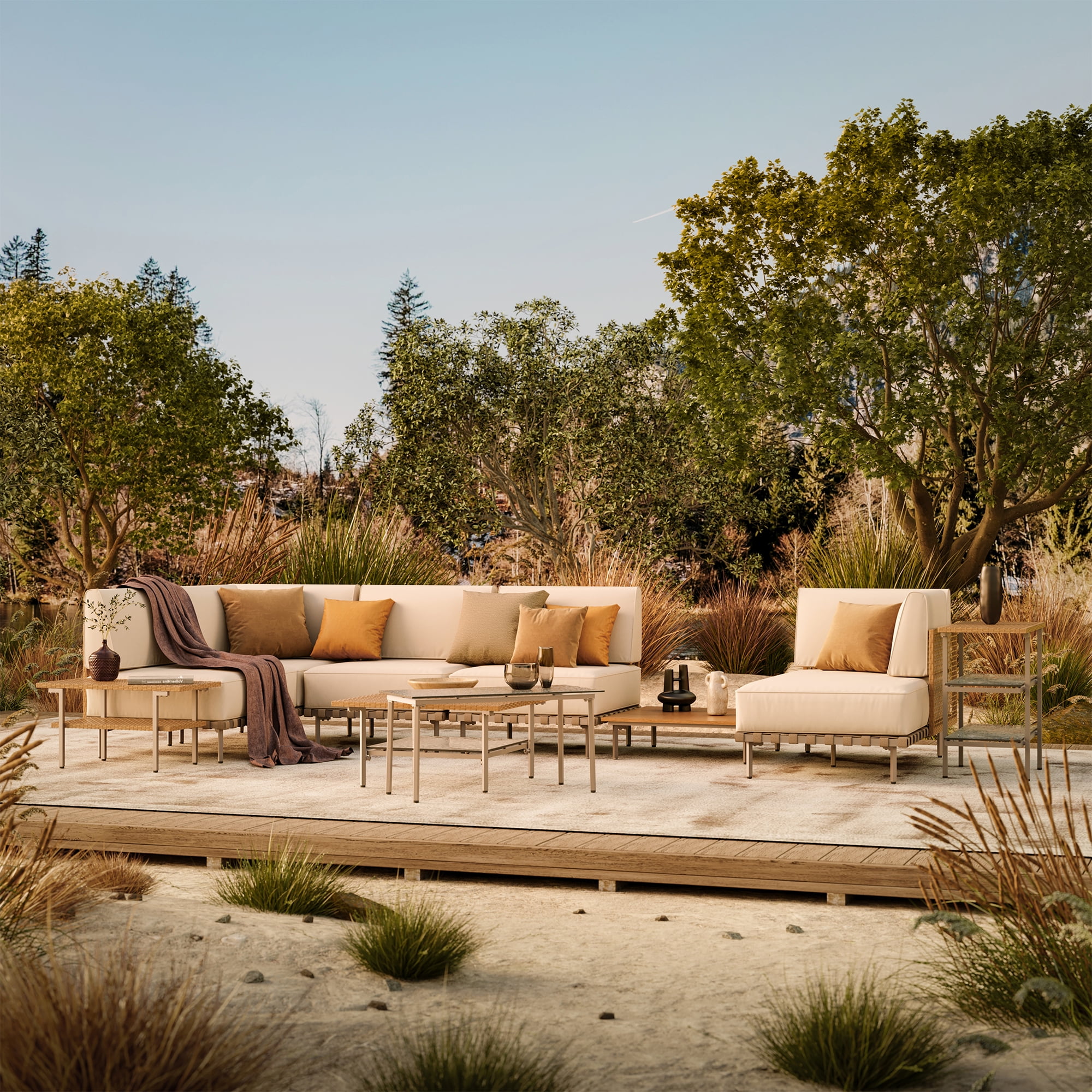 LAUSAINT HOME 10 Pieces Patio Conversation Set, Outdoor Luxury Series Seating Furniture Group with Plush Beige Cushions