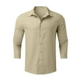 thumbnail image 5 of LODIENY Button Down Linen Shirts for Men Lightweight Casual Long Sleeve Regular Fit Cotton Beach Vacation Tees Shirt Tops Khaki M, 5 of 5
