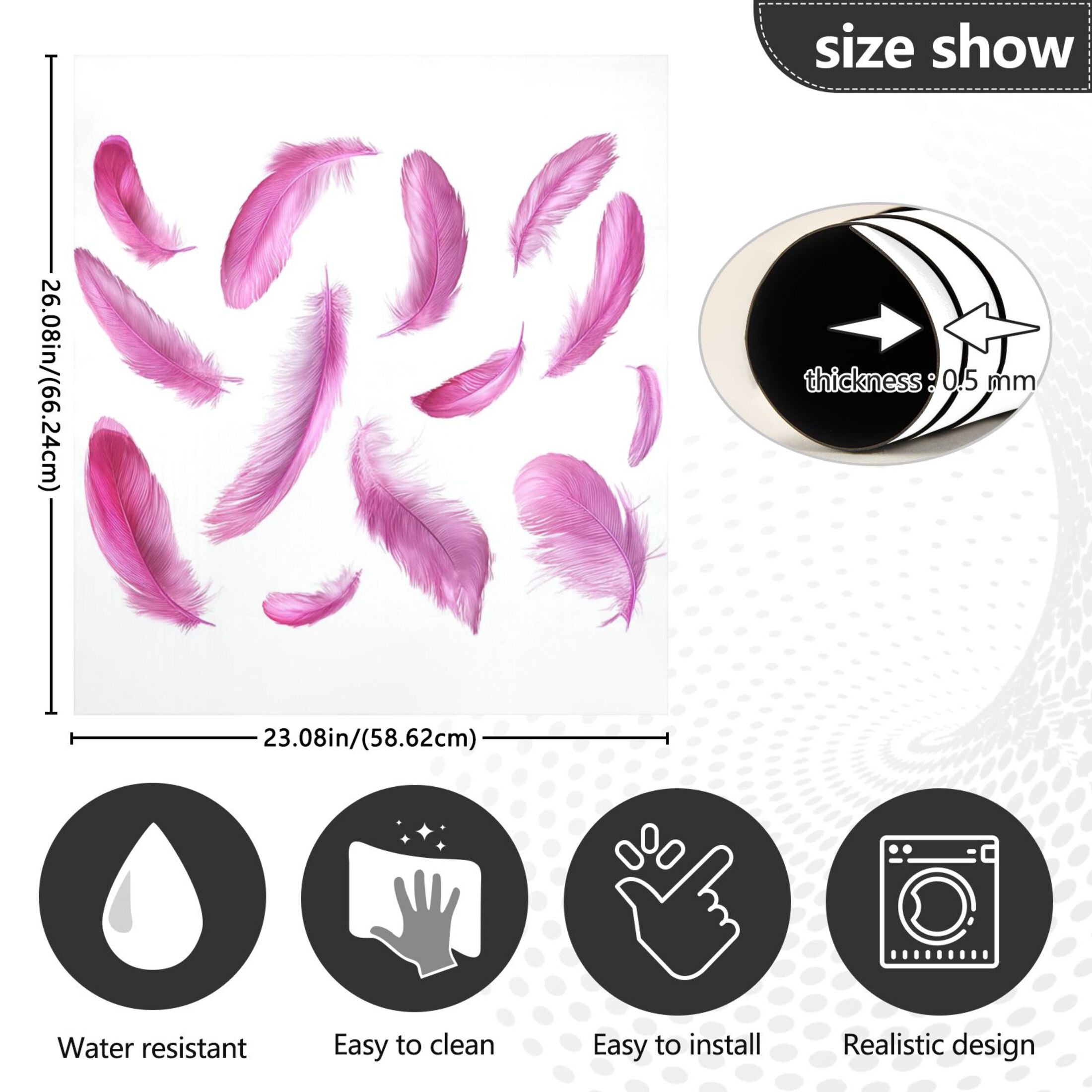 IAUYY Magnetic decorative sticker - 23x26 Inch PVC Refrigerator Decorative Cover, Removable DIY Art for Kitchen Appliances Falling Feathers
