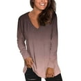 thumbnail image 2 of ZUKMRJPC Women's V Neck Long Sleeve T Shirts Fashion Gradient Color Casual Lightweight Tunic Tops Slim Fit Soft Comfy Basic Tees, 2 of 6