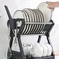 thumbnail image 2 of 1pc Dish Rack With Drain Board, Plastic Bowl Chopsticks Plate Storage Box, Household Draining Rack, Flatware Organizer For Countertop Cabinet, Kitchen Accessories, 7.87inch*12inch*9.44inch*7.87inch, 2 of 4