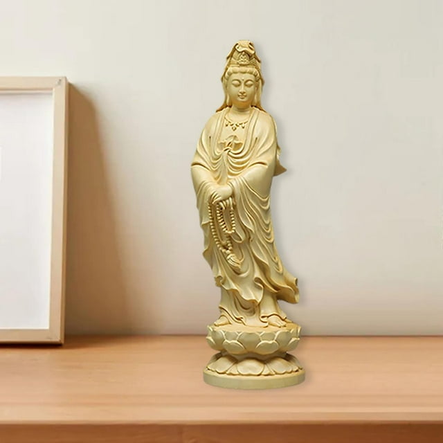 Escultura china de Guanyin Escultura de budismo Escultura Bodhisattva Meditación Feng Shui para escritorio Oficina Dormitorio Casa de Adornos Hugo Estatua de Guan Yin