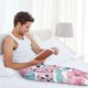 thumbnail image 5 of Fotbe Pink Striped Flamingo Pantalones de Pijama para Hombre, Pantalones de Dormir, Pantalones de Casa con Cintura Ajustable y Bolsillos-Small, 5 of 6