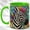 Green, variant on Colorful Mane Zebra Coffee Mug, Floral Animal Mug, Ceramic 11 oz