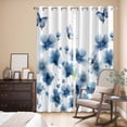 thumbnail image 3 of Kitchen Curtains 84 Inch Length 2 Panels, Navy Blue Floral Grommets Window Treatment Curtain, Spring Flowers Butterflies Watercolor Thermal Curtains Drapes for Living Room/Bathroom, 3 of 9