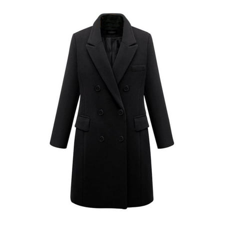 Winter Womens Plus Size Wool Lapel Long Coat Trench Parka Jacket Overcoat (Best Winter Jacket For Working Outside)