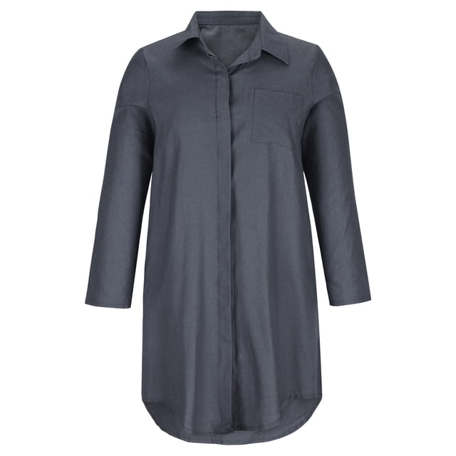 Gspmoly Robes pour Femmes, Robe Chemise à Col à Revers à Boutons Mode Décontractée Unie avec Poches à Manches Longues, Robes Habillées pour Femmes jusqu'à 65 % de Rabais