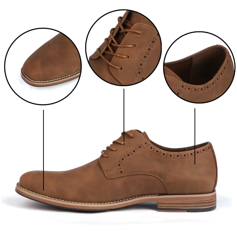 BIGTREE Mens Brown Lace up Dress Shoes Casual Oxford Leather  display picture 2