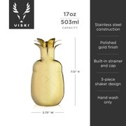 Viski Pineapple Stainless Steel Cocktail Shaker, Party Home Bar Gifts, Gold Suggested title